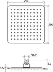 Ravak 982.01 Hlavová sprcha Chrome čtvercová, 200 mm