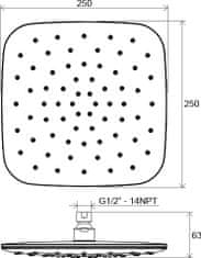 Ravak 983.10 Hlavová sprcha ABS čtvercová - bílá, 250 mm