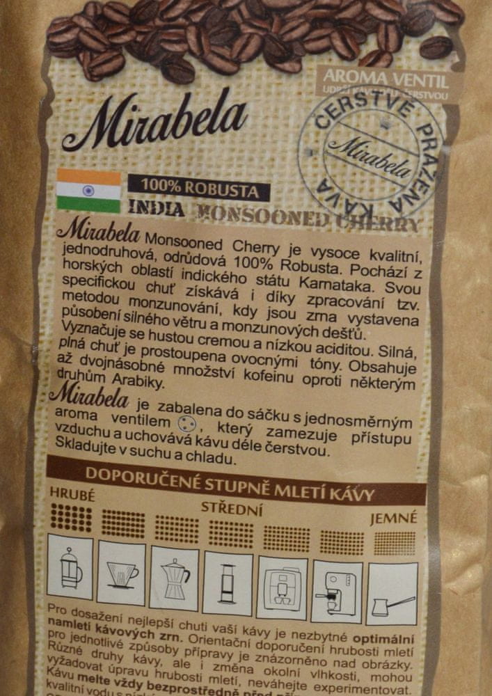 Mirabela čerstvá káva Indie Cherry 225g