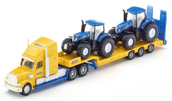 SIKU Super - Tahač s vlekem a 2 traktory New Holland 1:87