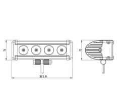 VAPOL CZ Světelná LED rampa, 40W, 3400 lm, 213x71x71 mm