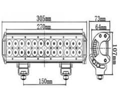 VAPOL CZ Světelná LED rampa, 72W, 7200 lm, 305x107x64 mm