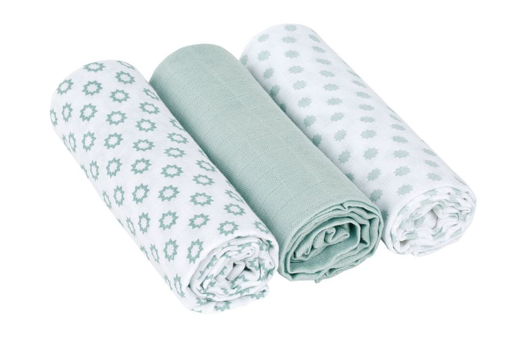 Lässig Bavlněné plenky 85x85 cm Swaddle blanket Little Chums Starlight Mint 2019