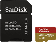 SanDisk Extreme Micro SDXC 400GB A2 C10 V30 UHS-I + adaptér (SDSQXA1-400G-GN6MA)