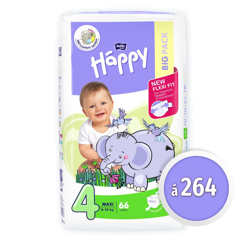 Bella Happy 4 Maxi Big Pack (8-18 kg) 264 ks (4x66 ks)