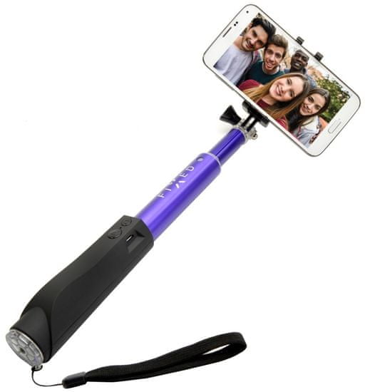 FIXED Teleskopický selfie stick v luxusním hliníkovém provedení s BT spouští, modrý FIXSS-BT-BL