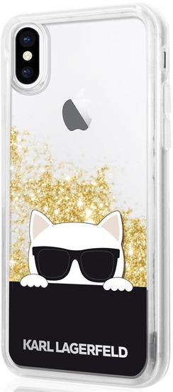 Karl Lagerfeld Choupette Sunglass TPU Pouzdro Gold pro iPhone X / XS KLHCPXCHPEEGO