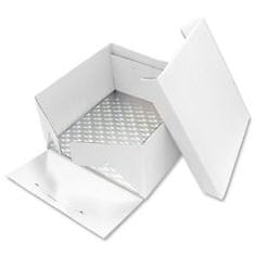 PME Podložka dortová stříbrná čtverec 30,5cm x 30,5cm + dortová krabice s víkem 
