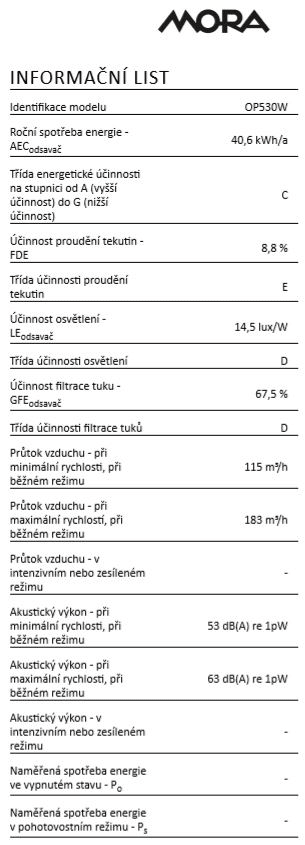 Mora OP 530 W digestoř