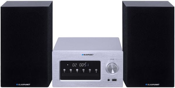 Bluetooth mikrosystém Blaupunkt ms70bt dosah 10 m fm tuner s pll paměť 40 stanic funkce budíku a hodin rms 140 w výkon