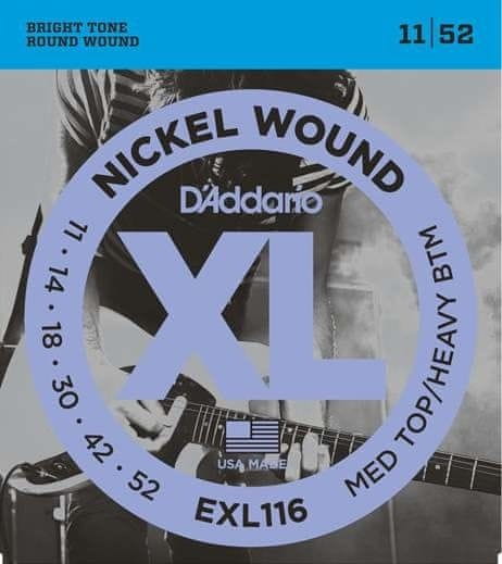 Daddario D'Addario EXL116 MEDIUM TOP/HEAVY BOTTOM .011 - .052 Nickel Wound - struny na elektrickou kytaru