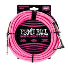 Ernie Ball 6078 10' Braided Straight / Angle Instrument Cable - Neon Pink - opletený nástrojový kabel 3m