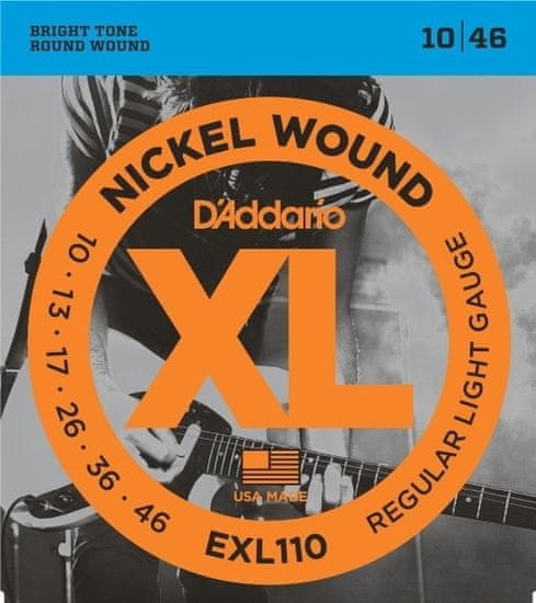 Daddario EXL110 Nickel Wound Electric Regular Light .010-.046 - struny na elektrickou kytaru - 1ks