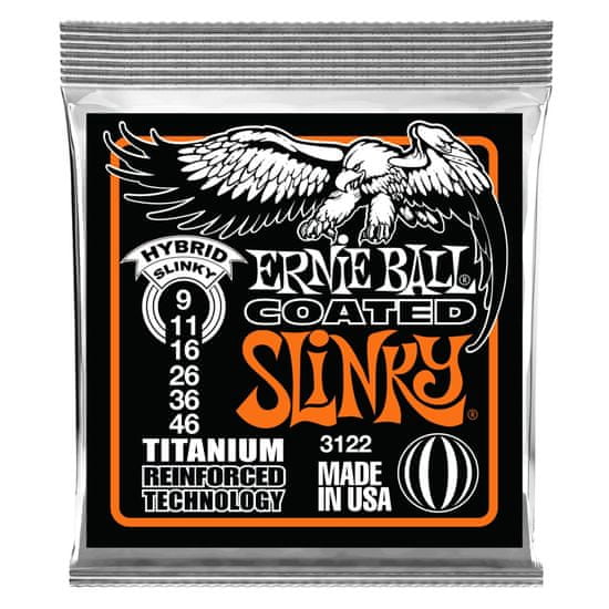 Ernie Ball 3122 Coated " potažené " Electric Titanium RPS Hybrid Slinky .009 - .046 struny na elektrickou kytaru - 1ks