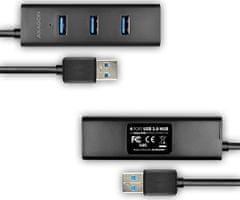 AXAGON HUE-S2BL, 4× USB 3.0 Charging hub, 1,2 m kabel