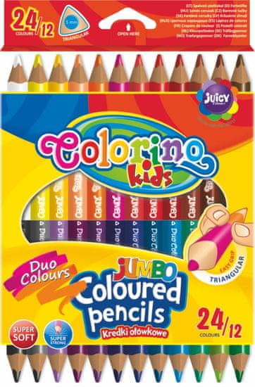 Colorino Pastelky trojhranné JUMBO oboustranné 12 ks, 24 barev