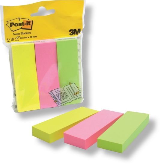 Post-It Značkovací bločky 25 x 76 mm/3 ks neonové barvy