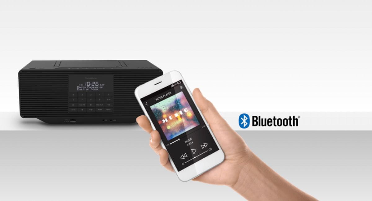 radiopřijímač PANASONIC RX-D70BT Bluetooth zvuk ve vysokém rozlišení