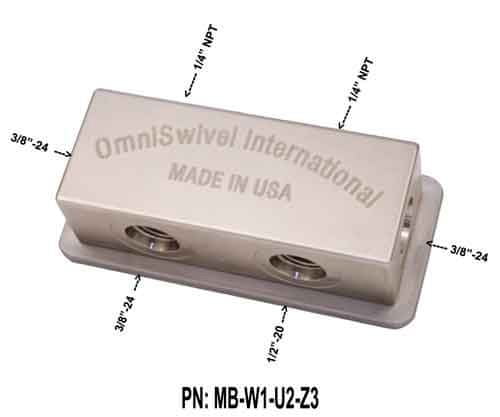 OmniSwivel Manifold středotlaký 1 port 1/2" ,2 porty NPT 1/4",3 porty 3/8"