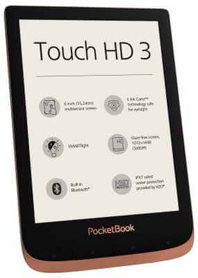 Čtečka e-knih PocketBook 632 Touch HD 3, 16 GB, velká paměť, voděodolná, chytré nasvícení, vysoké rozlišení, dotykový displej