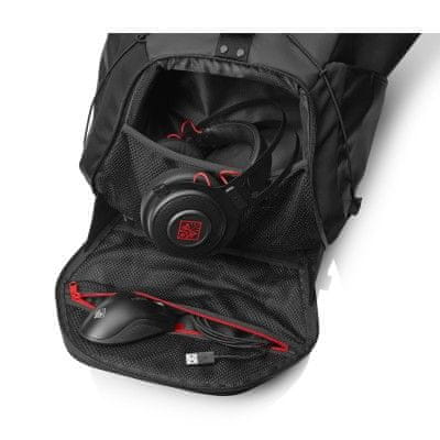 batoh na notebook OMEN X by HP Transceptor Backpack 3KJ69AA kapsa na sluchátka kapsy na zip