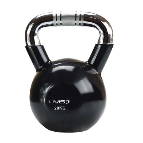 HMS kettlebell s chromovaným úchopem KTC 20 kg, černý vinyl