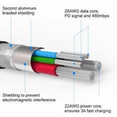 SWISSTEN DATOVÝ KABEL SWISSTEN TEXTILE USB-C / LIGHTNING 1,2 M STŘÍBRNÝ 71525203