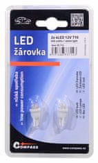 Compass Žárovka 4LED 12V T10 bílá 2ks