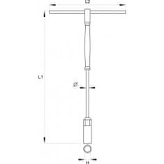 YATO Klíč nástrčný 12 mm s rukojetí typ "T"