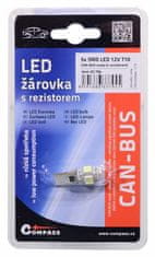 Compass Žárovka 5 SMD LED 12V T10 s rezistorem CAN-BUS ready bílá