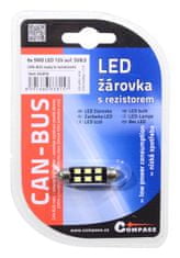 Compass Žárovka 6 SMD LED 12V suf. SV8.5 38mm s rezistorem CAN-BUS bílá