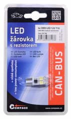 Compass Žárovka 4 SMD LED 12V T10 s rezistorem CAN-BUS ready bílá