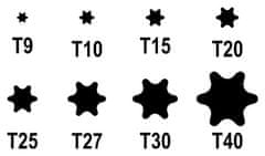 Compass TORX sada 8ks T9-T40