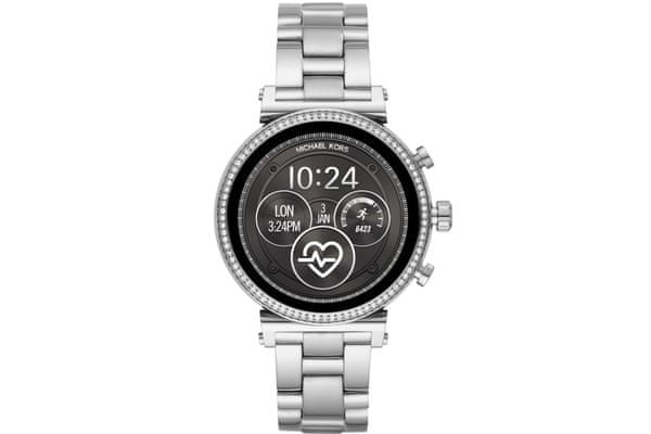 chytré hodinky smartwatch michaela kors mkt5061 ios android nerez ocel odolné vodě fitness funkce Bluetooth nfc google assistant hlasové ovládání amoled displej 24h výdrž baterie krokoměr