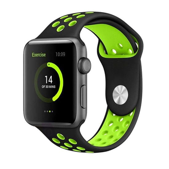 eses Sportovní řemínek 42mm černý/zelený pro apple watch 1530000057