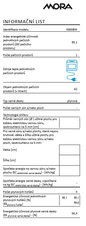 Mora kombinovaný sporák K 865 BW