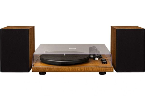 stylový klasický gramofon crosley c62 2 rychlosti otáček 33 45 bluetooth technologie streamování hudby ocelový talíř hliníkové raménko magnetická přenoska externí reproduktory