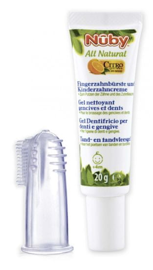 Nuby Zubní gel pro děti All Natural 20g + kartáček na prst 4m+