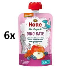 Holle Bio Dino Date 100% ovocné pyré jablko, borůvka, datle 6 x 100g