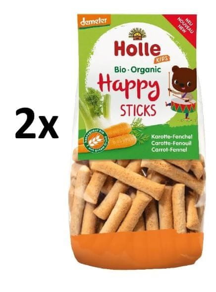 Holle Bio organické obilné Happy tyčinky s mrkví a fenyklem- 2 x 100g