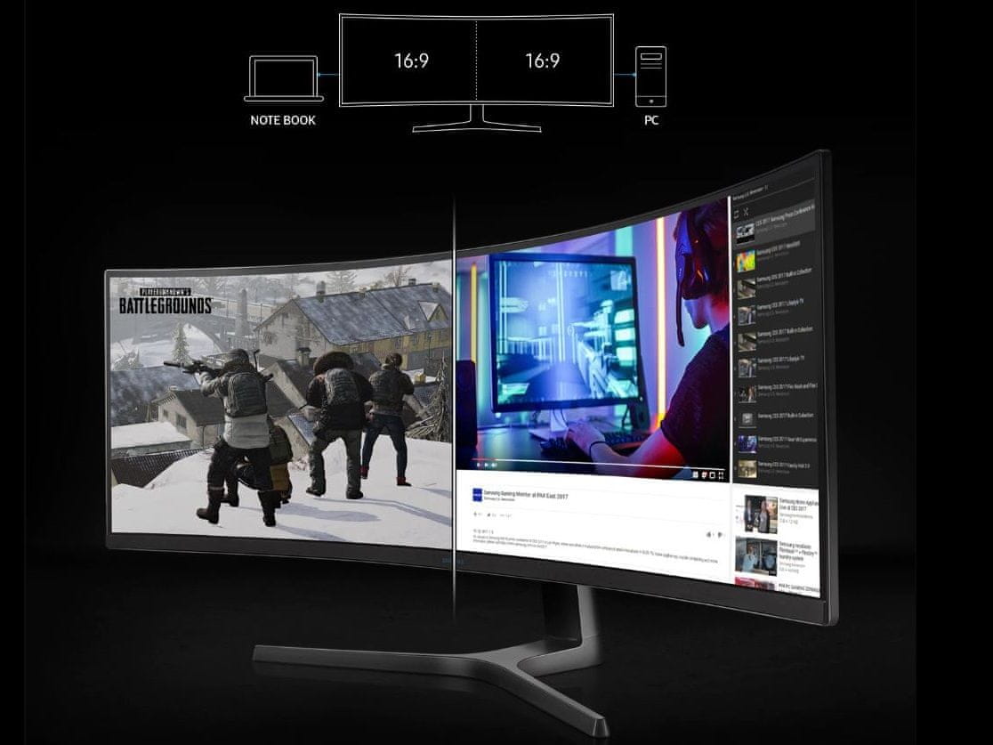 herní monitor Samsung C49RG90 (LC49RG90SSUXEN) připojení dvou počítačů najednou