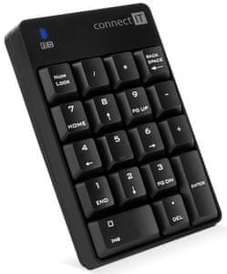 Connect IT NumCALC numerická klávesnice backspace numlock high profile bezdrátová