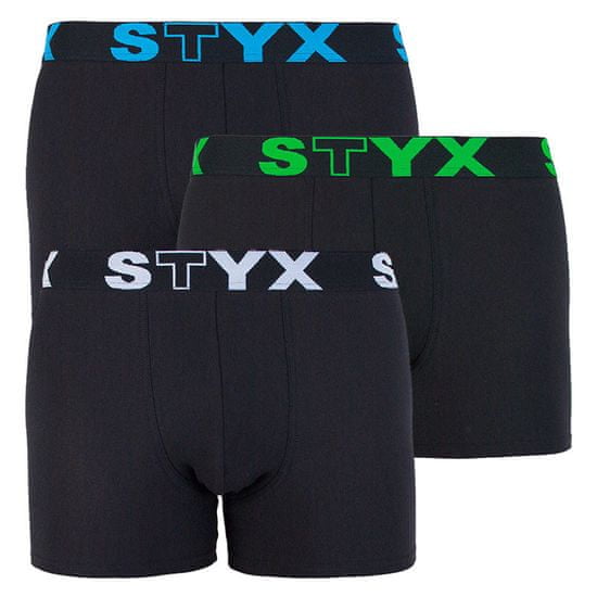 Styx 3PACK pánské boxerky long sportovní guma černé (U9606162)