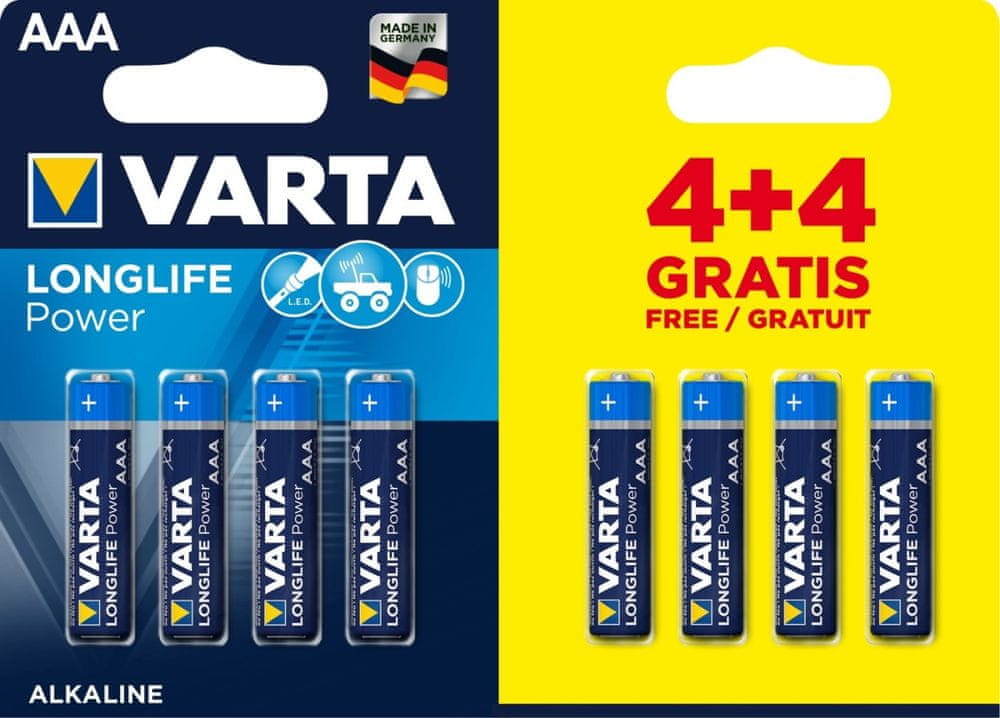 Varta Baterie Longlife Power 4+4 AAA 4903121448 - rozbaleno