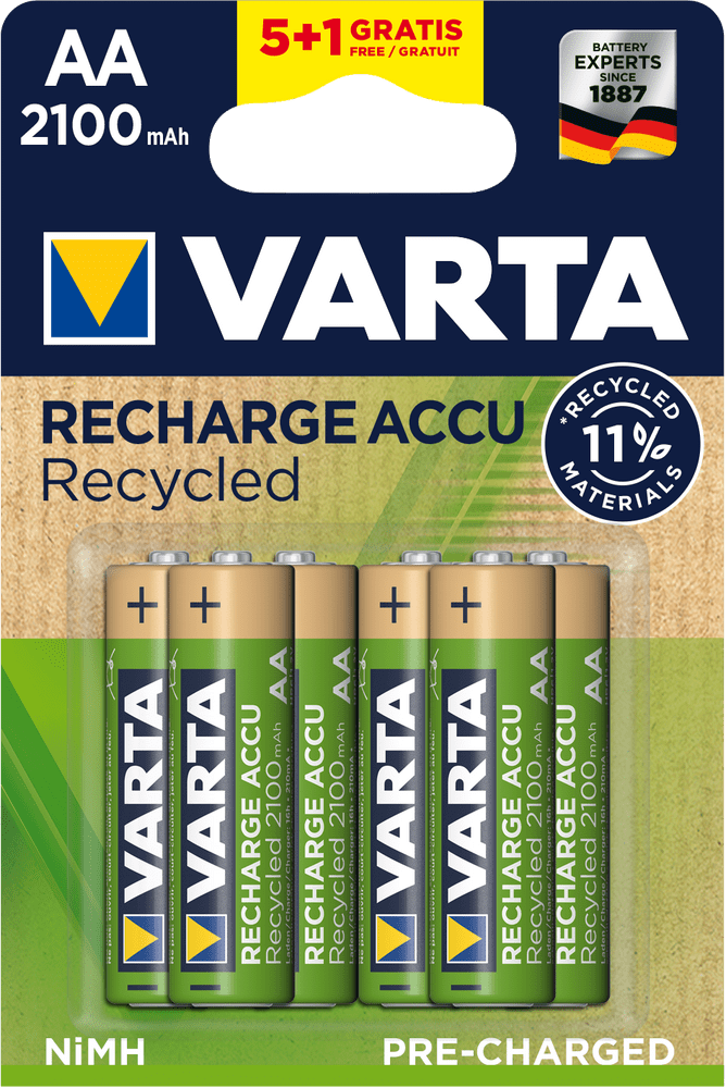 Varta Nabíjecí baterie Recycled 5+1 AA 2100 mAh R2U 56816101476 - rozbaleno