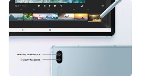 Samsung Galaxy Tab S6, duálny fotoaparát, editovanie videí, širokouhlý, optimalizácia