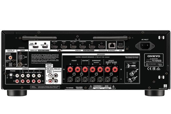 výkonný sieťový av receiver ONKYO TX-nr696 7.2-kanálový 175 w výkon hd formáty dolby Atmos dts: x hifi 7 hdmi vstupov 2 hdmi výstupy 4k / 60p hdcp2.2 hdr HLG bt.2020 arc chromecast AirPlay bluetooth tidal wifi