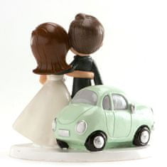 Dekora Svatební figurka na dort novomanželé s autem 12cm 