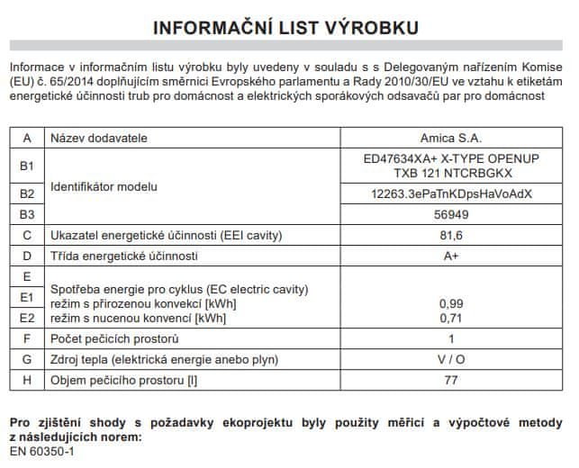 Amica vestavná trouba TXB 121 NTCRBGKX