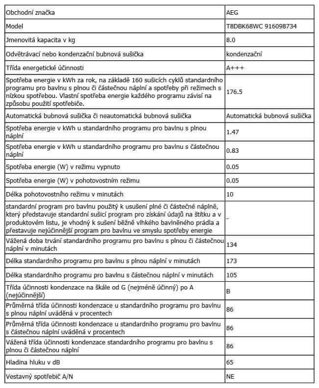 AEG sušička prádla AbsoluteCare T8DBK68WC + záruka 10 let na invertorový motor